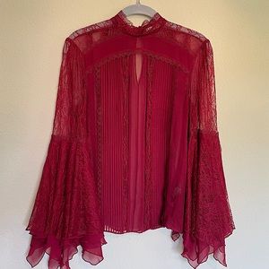 Alice and Olivia Silk Bell Sleeve Top